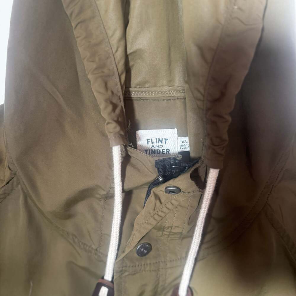 Flint and Tinder Jacket Men's XL Green Full Zip Snap Nylon Hooded Pockets Coat - Picture 2 of 2